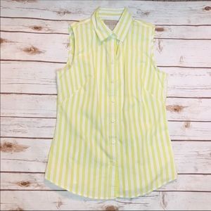 Banana Republic Lime Green White Striped Top